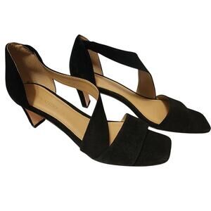 BERNARDO Black Suede Camille Heels Sold at Anthropologie Size 8.5M EUC